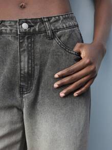 Maija 灰色渐变色水洗工装口袋中腰女式裤子 西部风女装 - 黃色 - 查看 5