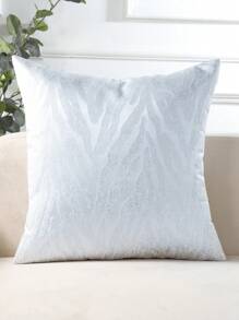 1pc Silver Decorative Throw Pillow Cover With Silver Thread Jacquard Geometric Pattern For Living Room And Bedroom - Silver - View 6