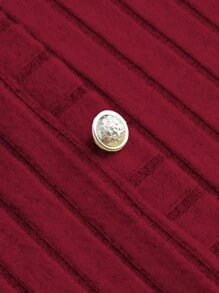 SHEIN Clasi Bộ đồ vest thanh lịch 2 món cổ chữ V tay dài màu trơn cỡ lớn cho nữ và chân váy bút chì, mùa thu - Màu Đỏ Sâu - Xem 6