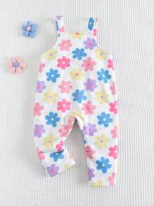 Cozy Pixies Baby Girl Colorful Floral Pattern Front Pocket Jumpsuit - Multicolor - View 2