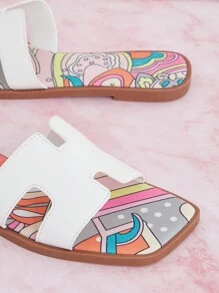 SHUZIA Damskie modne, swobodne, kwadratowe, wsuwane, wygodne, płaskie sandały, letnie buty, wiosenne buty, wiosenna przerwa, wielkanocne wakacje, buty, codzienne buty, plażowe buty
