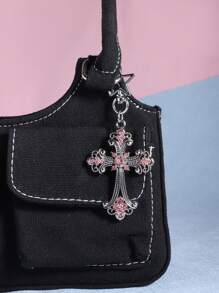 ROMWE 1 Pc Y2K Gothic Cross Bag Charm & Key Chain, Bag Accessory For Valentine's Day, Halloween - Multicolor - View 2