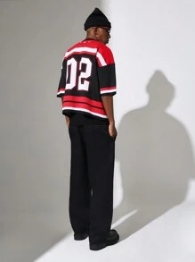 SUMWON Oversized Fit Dropped Shoulder Colour Block V Neck Knit Top