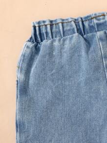 SHEIN 3-Piece Casual Baby Girl Denim Set - Blue - View 3