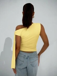 SHEIN BAE Elegant Women Asymmetric Neck Tie Strap Blouse, Suitable For Daily Dating, Outing, Nightclub, Party Occasions, Autumn