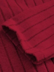 SHEIN Clasi Bộ đồ vest thanh lịch 2 món cổ chữ V tay dài màu trơn cỡ lớn cho nữ và chân váy bút chì, mùa thu - Màu Đỏ Sâu - Xem 5