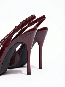 CUCCOO CHICEST Tacones de salón con lazo y correa posterior para mujer, color rojo burdeos, para el Día de San Valentín