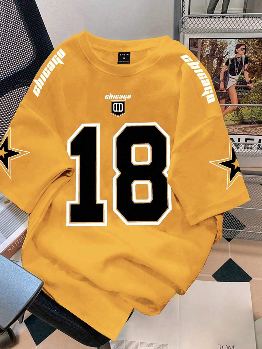 Manfinity Sporsity Maglietta a maniche corte con stampa digitale oversize per uomo