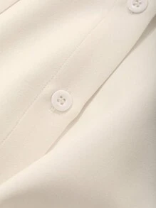 FRIFUL Blusa casual de manga larga de un solo color con botones delanteros para mujer, para uso diario - Blanco - Ver 7