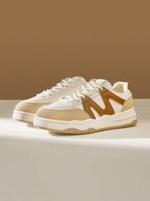 CUCCOO EASI 女士帆布低帮滑板鞋，新款运动鞋，百搭休闲运动鞋，白色女鞋运动鞋经典运动鞋休闲步行鞋春季鞋春假复活节 - 杏色 - 查看 1