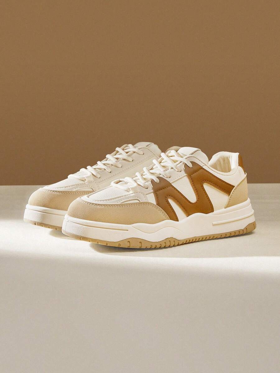 CUCCOO EASI 女士帆布低帮滑板鞋，新款运动鞋，百搭休闲运动鞋，白色女鞋运动鞋经典运动鞋休闲步行鞋春季鞋春假复活节 - 杏色 - 查看 1