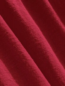 SHEIN EZwear 女士纯色细肩带褶皱简约短款休闲连衣裙 - 玫瑰紅 - 查看 5