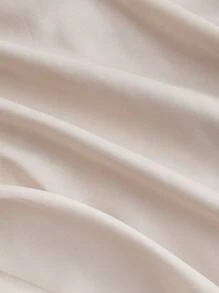 SHEIN MOD 大码女式杏色裹身系带蝴蝶结灯笼袖衬衫 - 杏色 - 查看 3