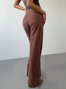 Aloruh Pantalones casuales rectos para mujer, tipo lápiz, color camello