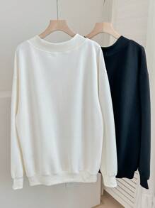 SHEIN LUNE 2pcs/Set Women's Plaid V-Neck Long Sleeve Sweatshirt, Winter Clothes For Women,Autumn/Winter