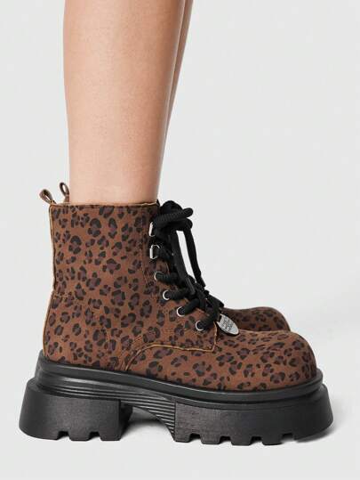 Grunge Punk Women's Black Chunky Heel Gothic Lace-Up & Zipper Back Stylish Motorcycle Ankle Boots & Short Boots