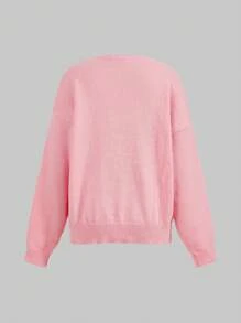 Jouncy Suéter holgado de punto con estampado de bloques de color y moño, para otoño/invierno
