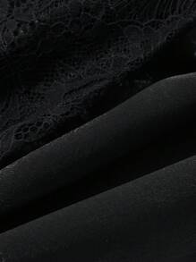 DAZY Vestido de mujer con cuello cuadrado de encaje y parches, adecuado para citas, salidas nocturnas, primavera, vestido de boda, otoño, vestido de manga larga, Año Nuevo - Negro - Ver 8