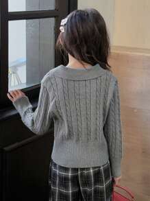 DAZY Tween Girl Tween Girl Turtleneck Sweater For Fall - Grey - View 3