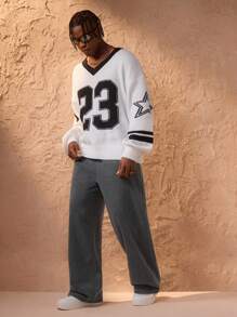 Forever 21 Men's Dark Grey Loose Casual Pants With Lettering Print - Dark Grey - View 5