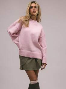 MUSERA Ribbed Knit Crewneck Jumper Spring Y2K 90's Casual Cute Sweet Muse