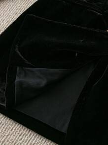 Chiquease Women Velvet Blazer For Party And Everyday Wear, With Lining, Winter - Black - View 3