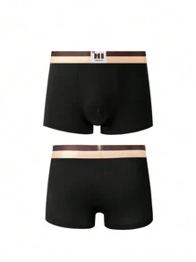 5 pièces/paquet Slips de taille pour hommes de couleur unie avec motif lettres