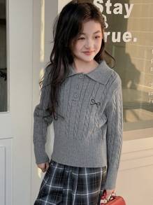 DAZY Tween Girl Tween Girl Turtleneck Sweater For Fall - Grey - View 2