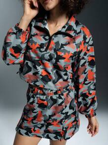 Powerista Sudadera casual deportiva con estampado de manga larga y cremallera delantera para mujer - Multicolor - Ver 5