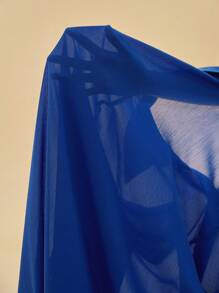 Travachic 大码长袖雪纺衬衫 - 藍色 - 查看 6