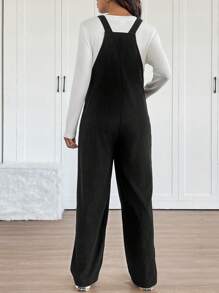 SHEIN 孕妇纯色蝴蝶结口袋简约连体裤