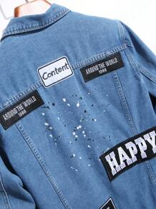 Manfinity Homme Men's Button Front Long Sleeve Pocket Casual Denim Jacket - Medium Wash - View 4