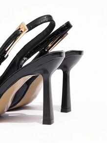 CUCCOO BIZCHIC Damen Burgunderrote Schleifendekoration Lolita Stil High Heel Pumps mit Knöchelriemen - Schwarz - Übersicht 5