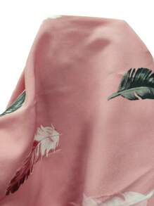 EMERY ROSE Feather Print Notched Neck Bishop Sleeve Blouse,Long Sleeve Tops Fall Cloth For Women