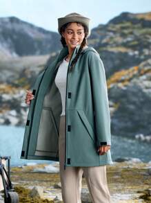 In My Nature Damen einfarbige Windjacke mit Frontreißverschluss, Langarm und Tasche für den Outdoor-Bereich