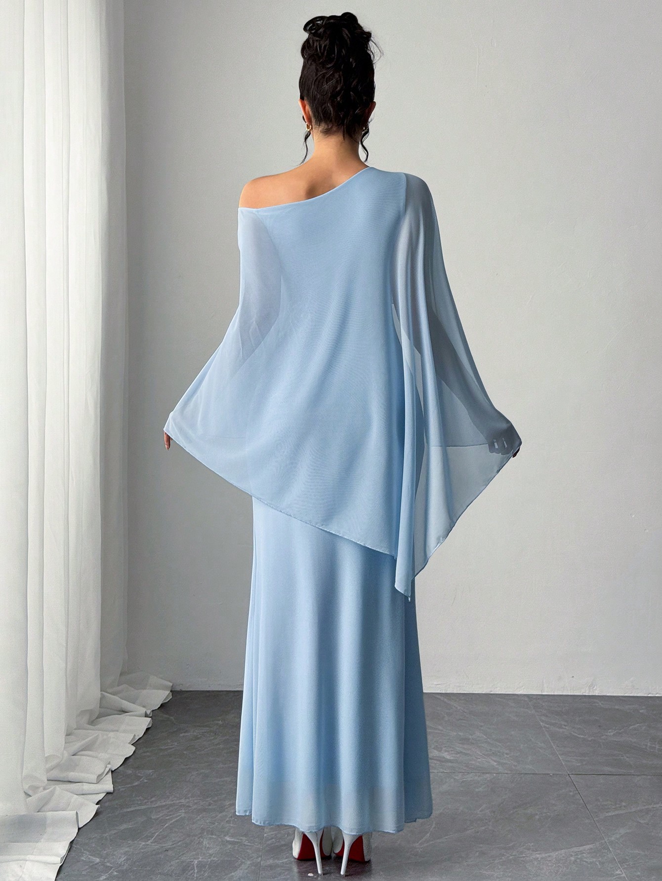 Firerie فستان بوشاح شفاف مزخرف بالزهور أنيق وعصري،...