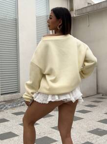 INAWLY 女士字母印花圆领休闲百搭长袖运动衫 - 杏色 - 查看 2