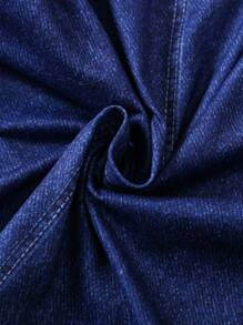 2pcs/Set Young Girl Casual Denim Effect Frill Trim Dress And Leggings Set, For Spring Summer - Multicolor - View 7