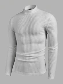 Manfinity Basics Men's 2 Pieces Knitted Fit Basic Casual Style Normal Shoulder Collar Black And White Men's T-Shirt Suitable For Autumn Matching