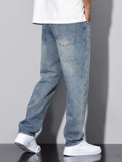 OTTIMOZO Men Washed Faded Denim Jeans