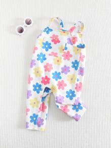 Cozy Pixies Baby Girl Colorful Floral Pattern Front Pocket Jumpsuit - Multicolor - View 3