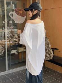 DAZY Women's Crew Neck Knit Number Print T-Shirt, Suitable For Spring/Summer - White - View 6