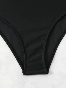 Swim Lushoire Women Beach Dress, Solid Cross Wrap Ruched Tummy Control Hollow Shoulder Elegant Swimwear For Summer Beach Vacation