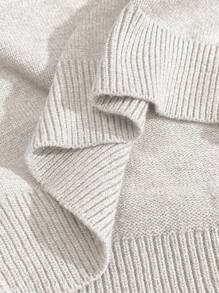 SHEIN LUNE Áo len chui đầu tay dài cài nút phía trước cỡ lớn, tối giản và giản dị - Màu be - Xem 7