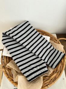 DAZY Young Girl Striped Knit Leggings, Spring/Summer Base Layer Pants Tights - Grey - View 2