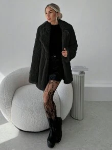 Firerie Women Fluffy Coats - Black - View 3