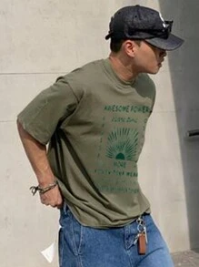 DAZY Men's Slogan Print Short Sleeve Street Casual T-Shirt,Graphic Tees