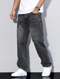 Manfinity Homme Men's Casual Denim Jeans, Minimalist And Fashionable For Everyday Wear