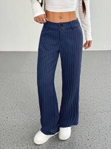 Flirla Women Striped Flare Casual & Work Pants