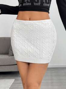 SHEIN EZwear Women's Solid Color Minimalist A-Line Skirt, Casual Everyday Wear - White - View 1